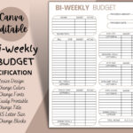 Bi Weekly Budget Overview Template Printable, Canva Editable For Printable Bi Weekly Budget Worksheet
