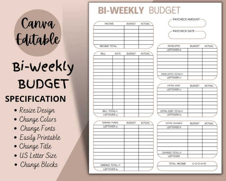 Free Bi Weekly Budget Worksheet