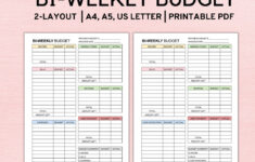 Bi Weekly Budget Planner Template, Paycheck Budget Printable for Bi-Weekly Budget Worksheet