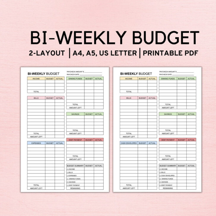 Bi-Weekly Budget Worksheet
