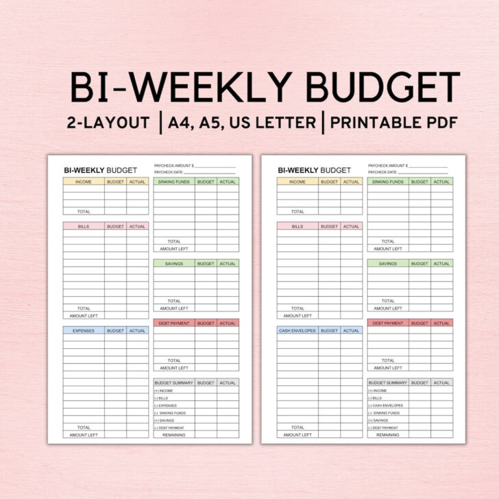 Bi Weekly Budget Worksheet
