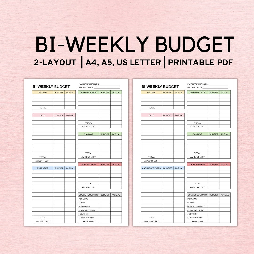 Bi Weekly Budget Planner Template, Paycheck Budget Printable pertaining to Bi Weekly Paycheck Budget Worksheet
