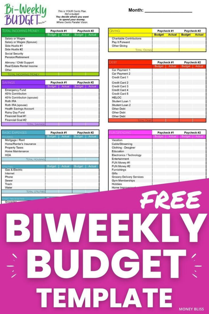 Free Biweekly Budget Worksheet
