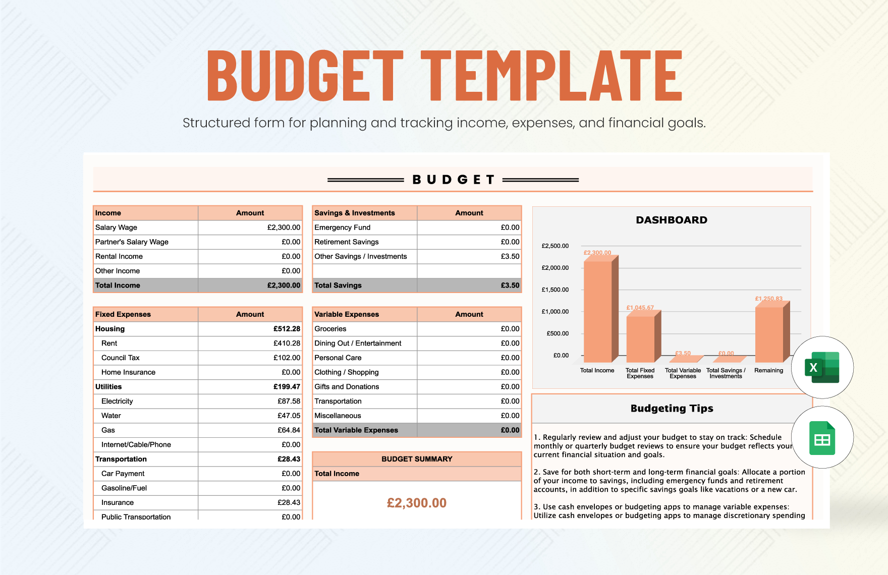Budget Template In Excel, Google Sheets - Download | Template in Excel Budget Worksheet Download