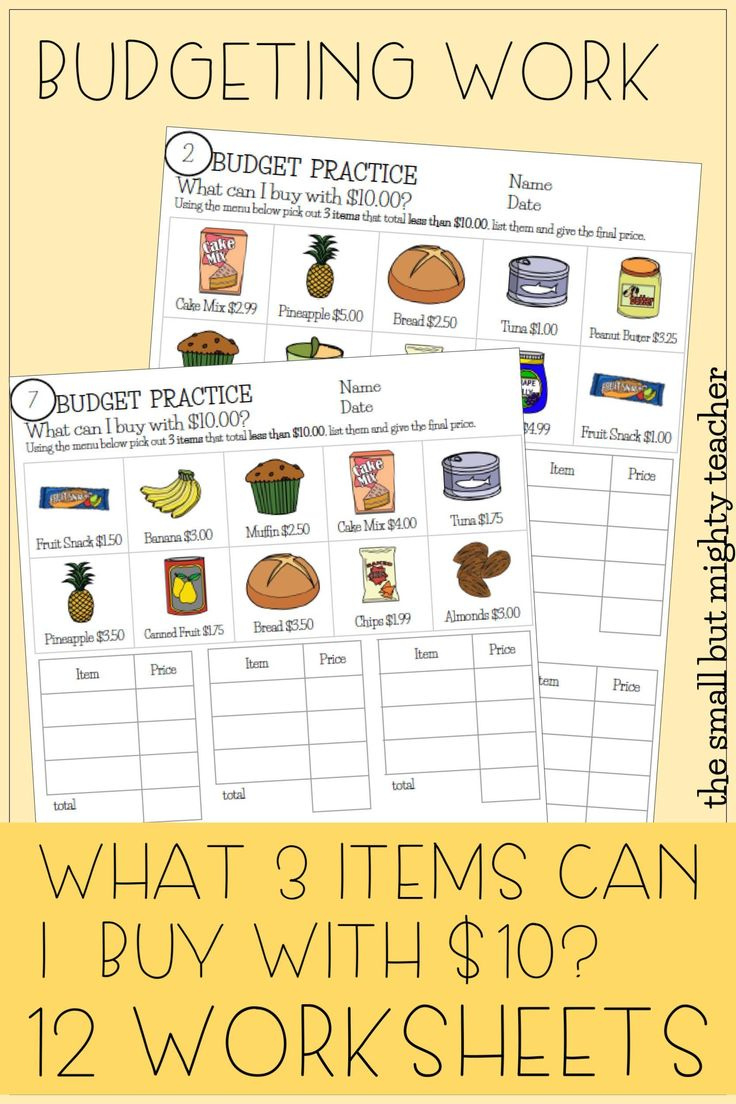 Budget Up To $10 Math Worksheets For Life Skills And Special Ed for Consumer Math Budget Worksheets