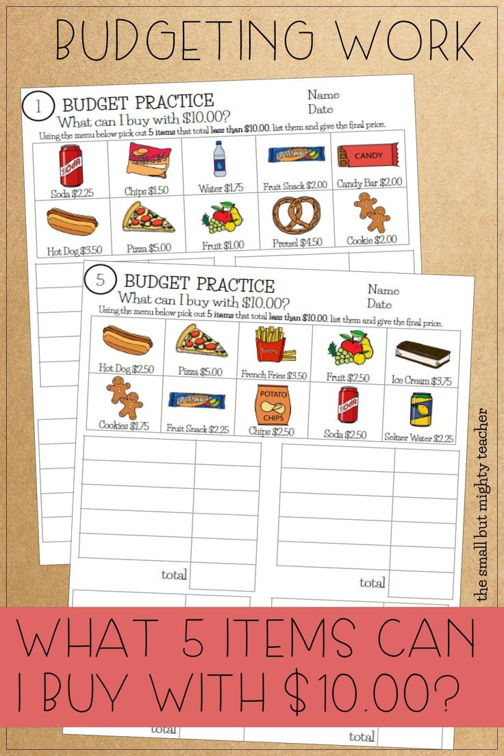 Budget Up To $10 Math Worksheets intended for Consumer Math Budget Worksheets