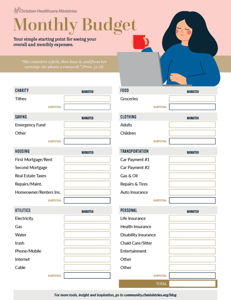 Budgeting For A Family: Christian Healthcare Ministries with regard to Christian Financial Budget Worksheet