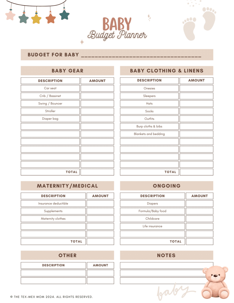 Budgeting For Baby - Free Budget Worksheet Printable - The Tex-Mex Mom with Budgeting For a Baby Worksheet Answer Key