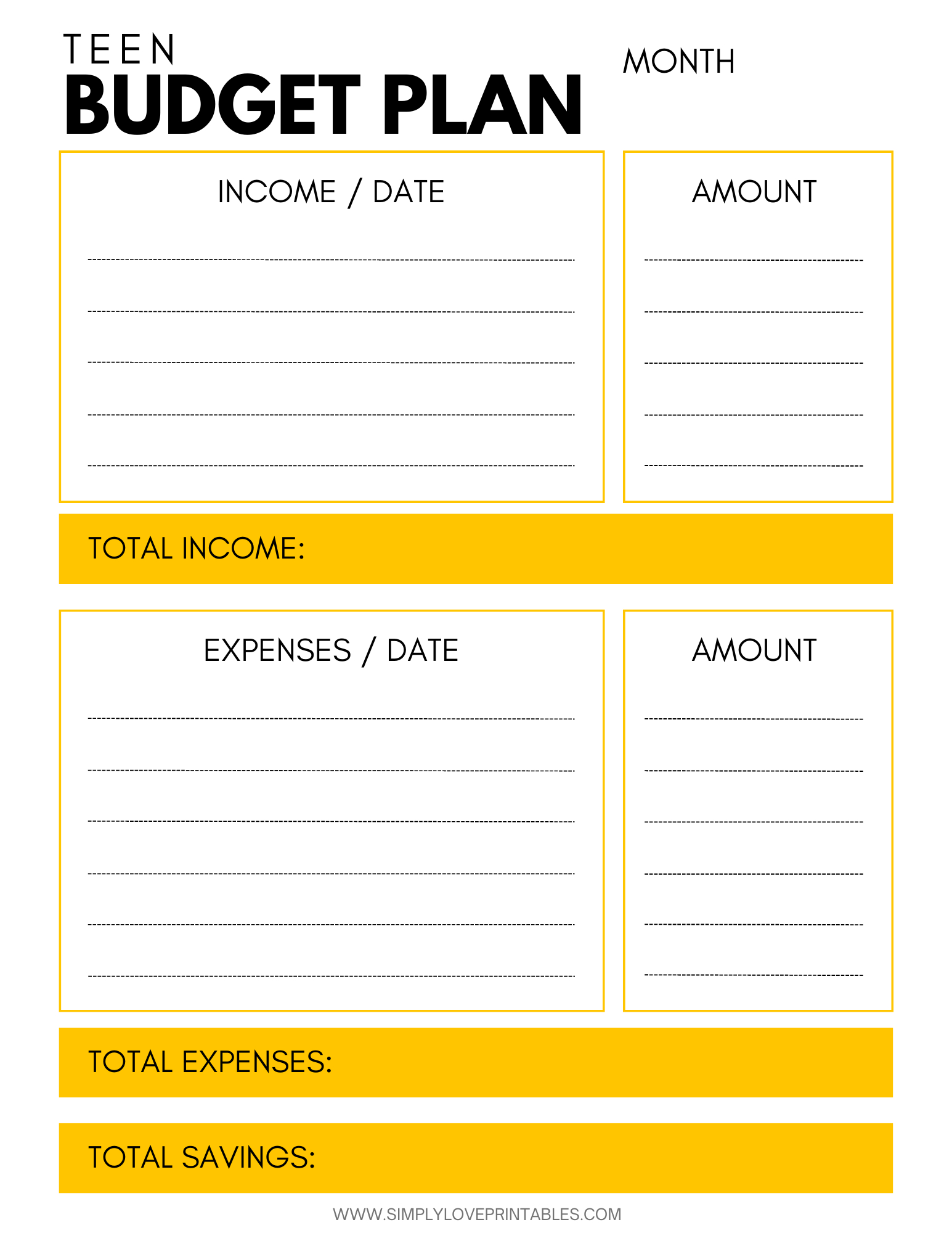 Budgeting Worksheets For Teens | Simply Love Printables for Budgeting Worksheets For Teens Free Printable