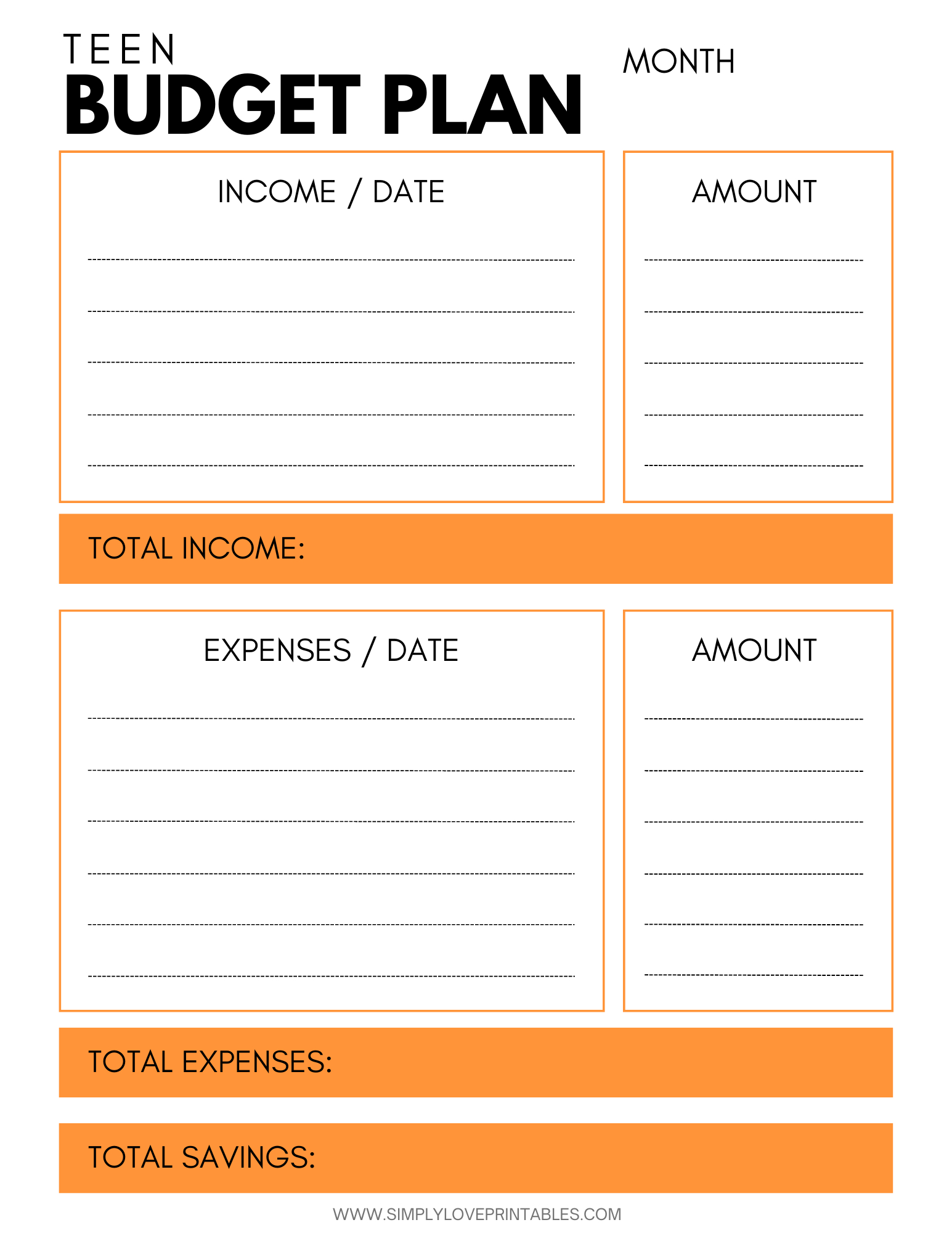 Budgeting Worksheets For Teens | Simply Love Printables pertaining to Budgeting Worksheets High School