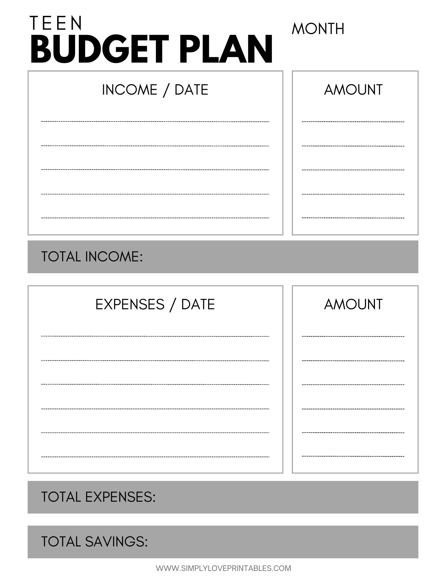 Budgeting Worksheets For Teens | Simply Love Printables with regard to Budgeting Worksheets For Middle School Students