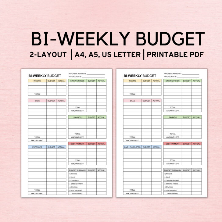 Printable Bi Weekly Budget Worksheet