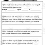 Camping Budget Project: Gr 5 8 Budget Worksheet Personal Finance Regarding Budgeting Worksheets For Grade 8