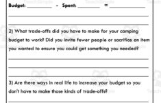 Camping Budget Project: Gr 5-8 Budget Worksheet Personal Finance regarding Budgeting Worksheets For Grade 8