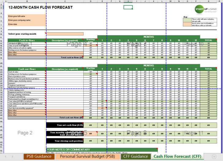 Personal Cash Flow Budget Worksheet