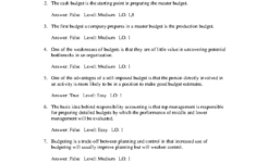 Ch.9. Profit Planning Questions Managerial Finance - True/False inside Chapter 9 Financial Planning Budget Basics Worksheet Answers