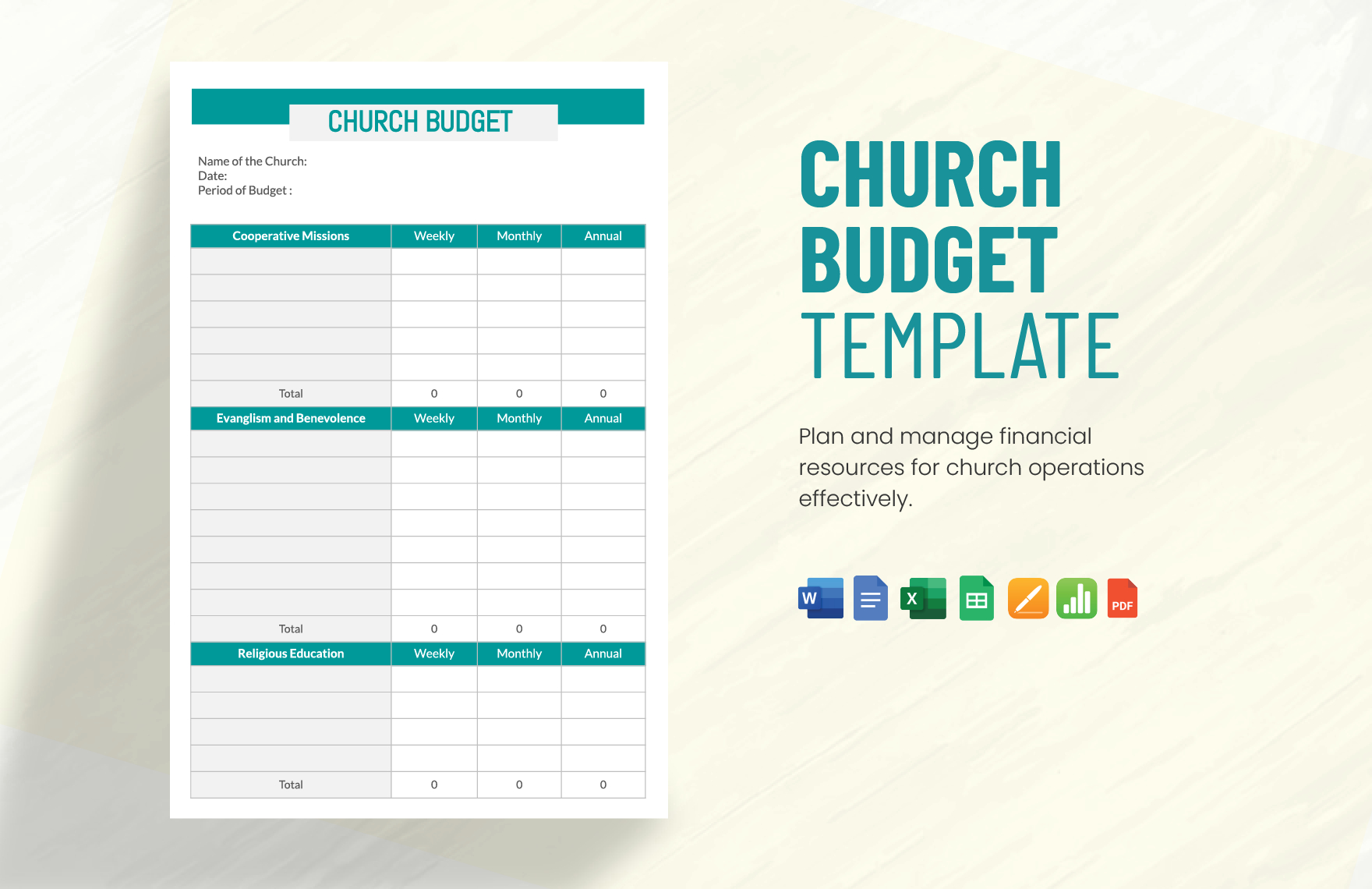 Church Budget Template In Google Docs, Google Sheets, Word, Excel regarding Church Budget Planning Worksheets
