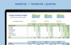 College Student Budget Planner Excel | Semester Trimester Quarter intended for Sample Student Budget Worksheet