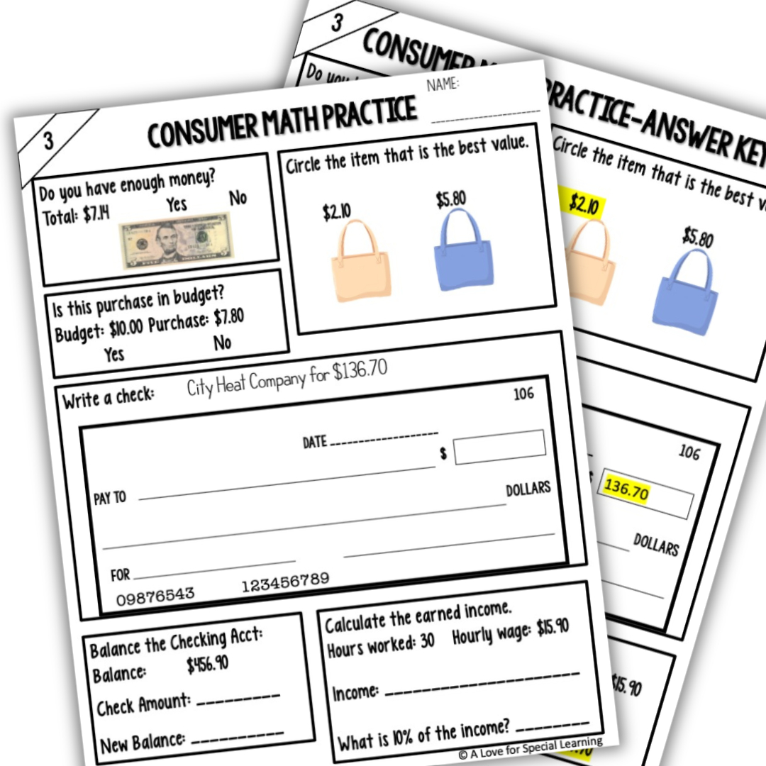 Consumer Math Weekly Practice Resource throughout Free Consumer Math Worksheets on Budgeting