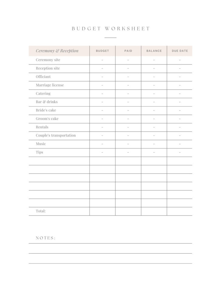 Blank Wedding Budget Worksheet Blank Wedding Budget Worksheet