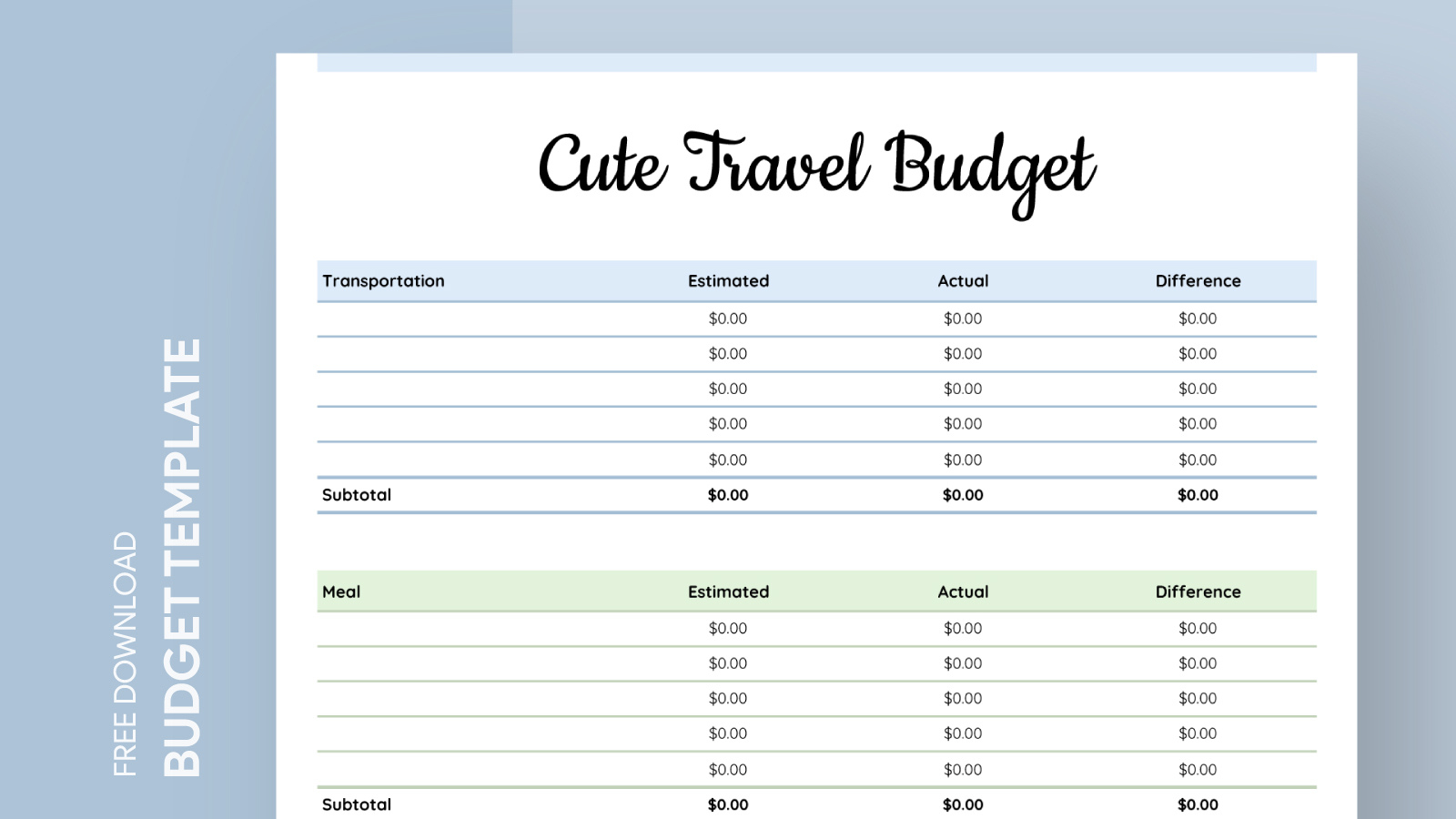Cute Travel Budget Free Google Sheets &amp;amp; Excel Template - Gdoc.io regarding Family Travel Budgeting Worksheets