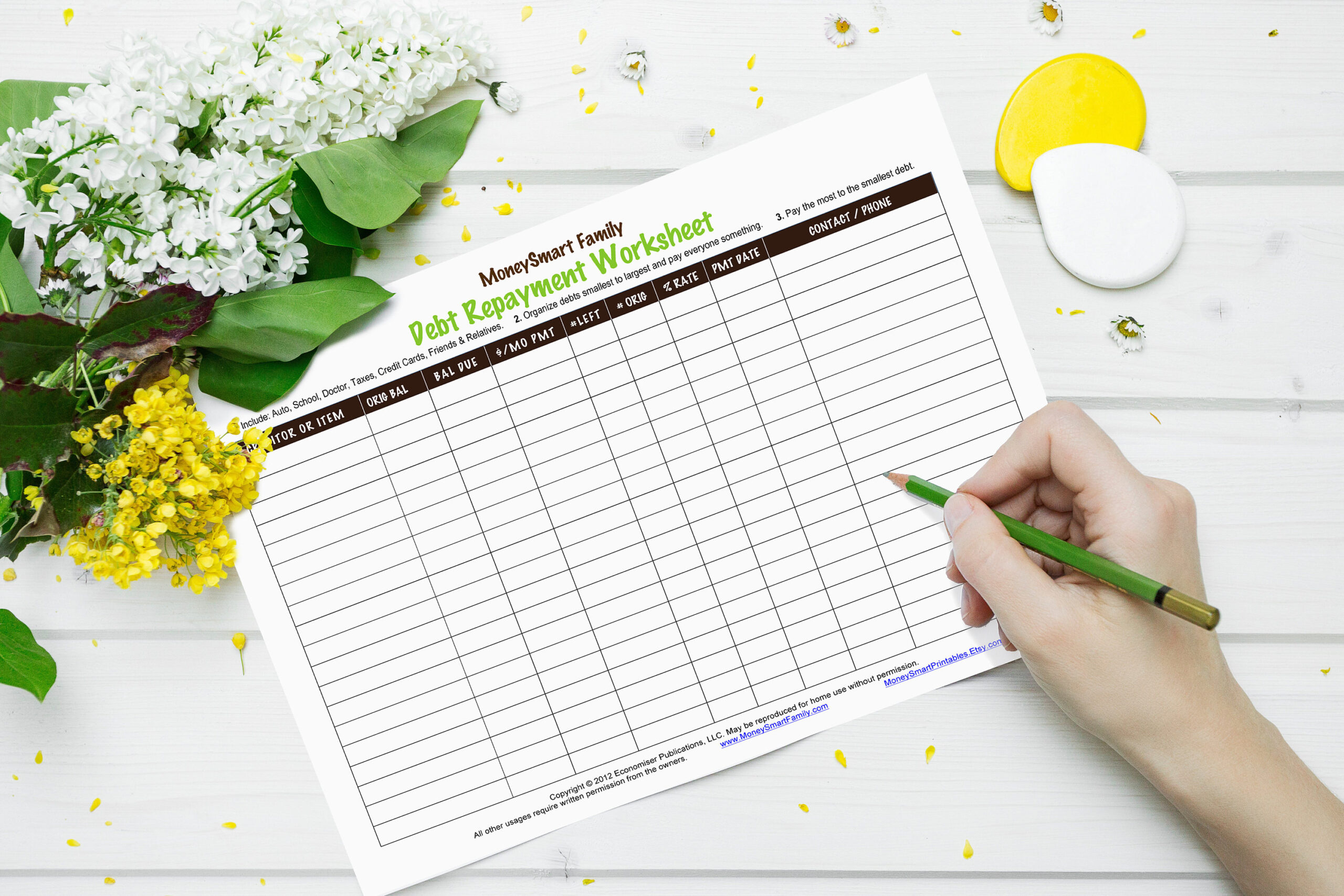 Debt Repayment Worksheet / Printable - Debt Payment Tracker for Economides Household Budget Worksheet