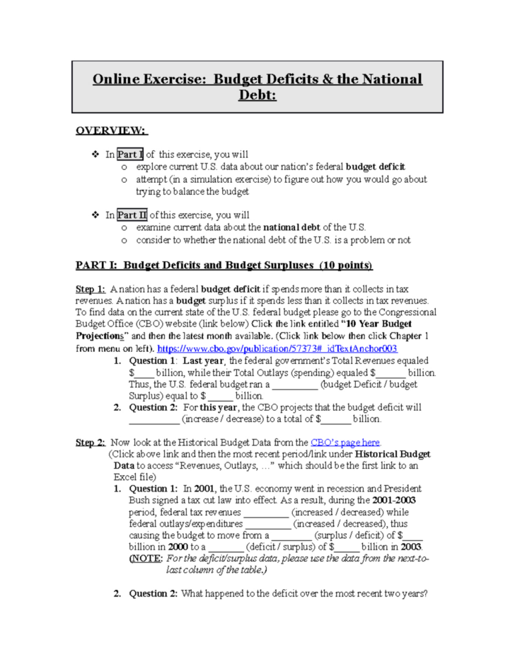 National Budget Simulation Worksheet National Budget Simulation Worksheet