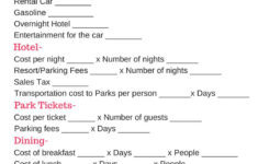 Disneyland Vacation Cost - Free Budget Printable Worksheet pertaining to Disney World Vacation Budget Worksheet