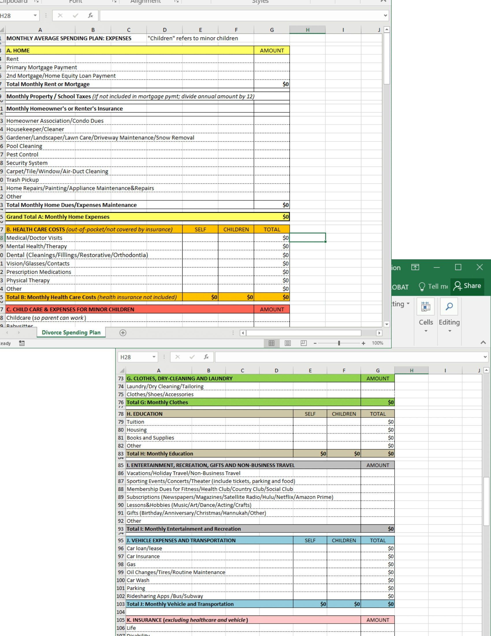 Divorce Budget Planning Worksheet - Digital Link - Etsy inside Post Divorce Budget Worksheet