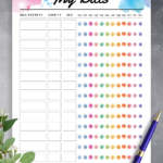 Download Printable Colored Monthly Budget Template Pdf With Monthly Bill Budget Worksheet