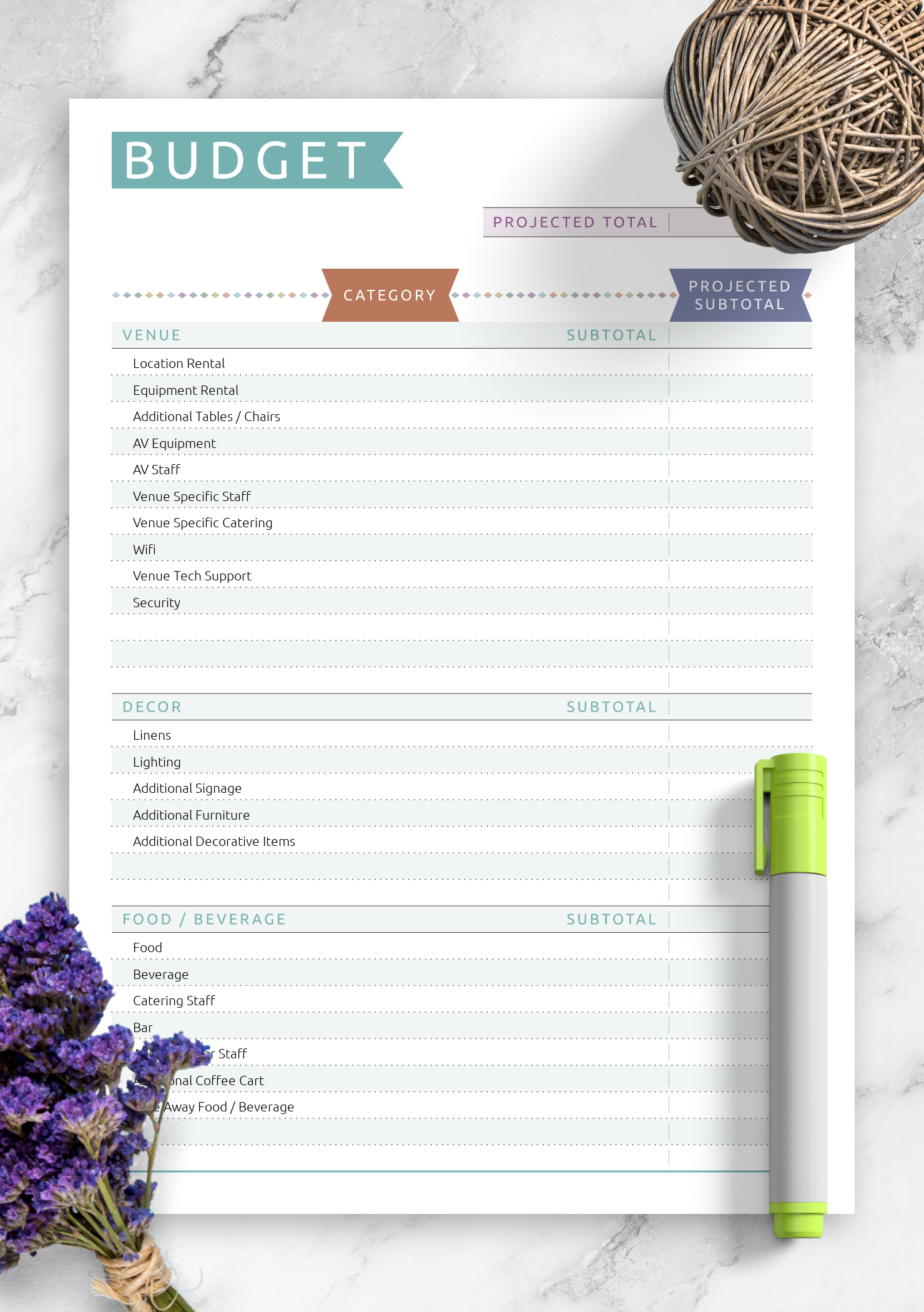 Download Printable Party Budget Template - Casual Style Pdf within Birthday Party Budget Worksheet