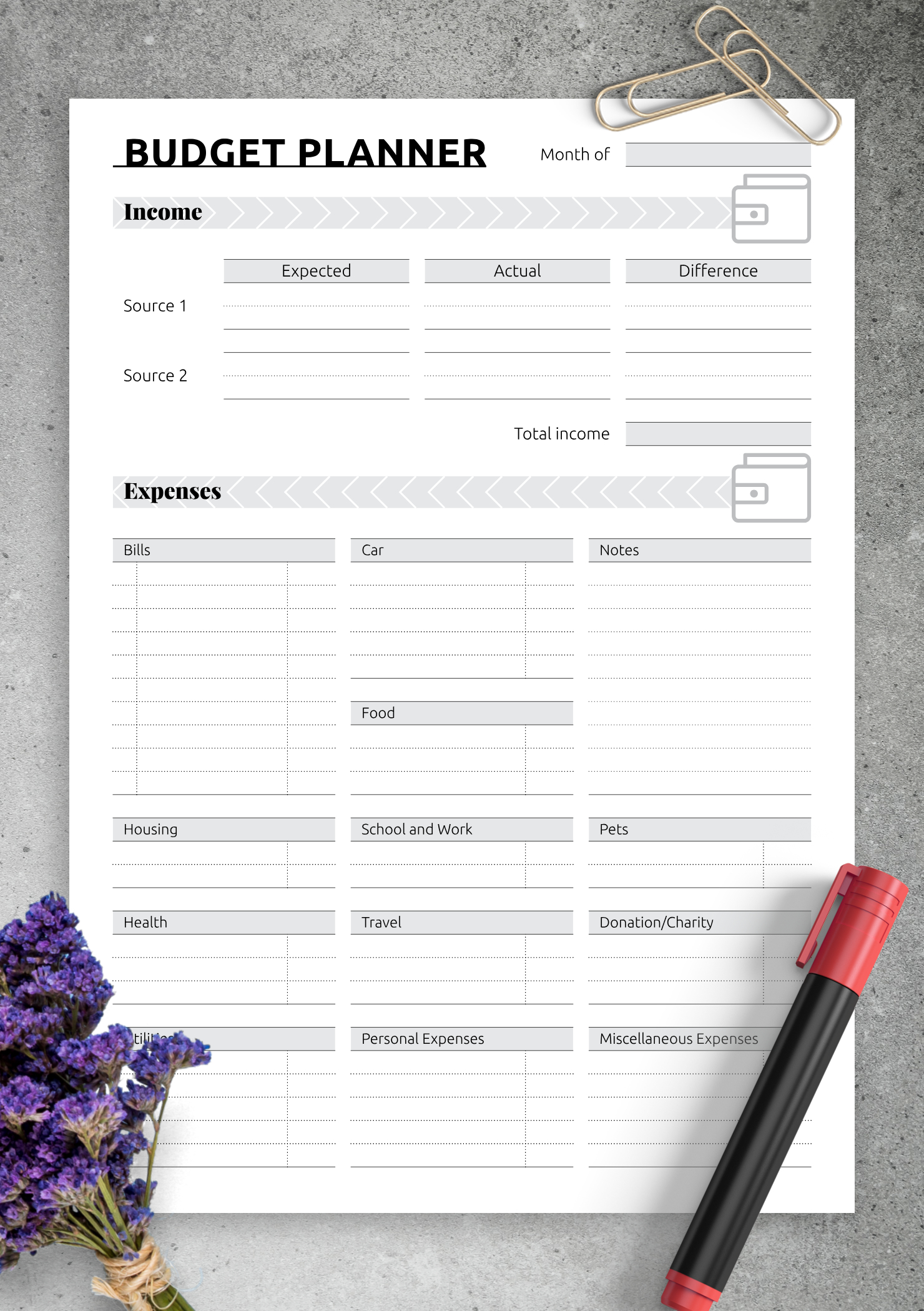 Download Printable Simple Monthly Budget Template Pdf in Monthly Budget Worksheet Free Download