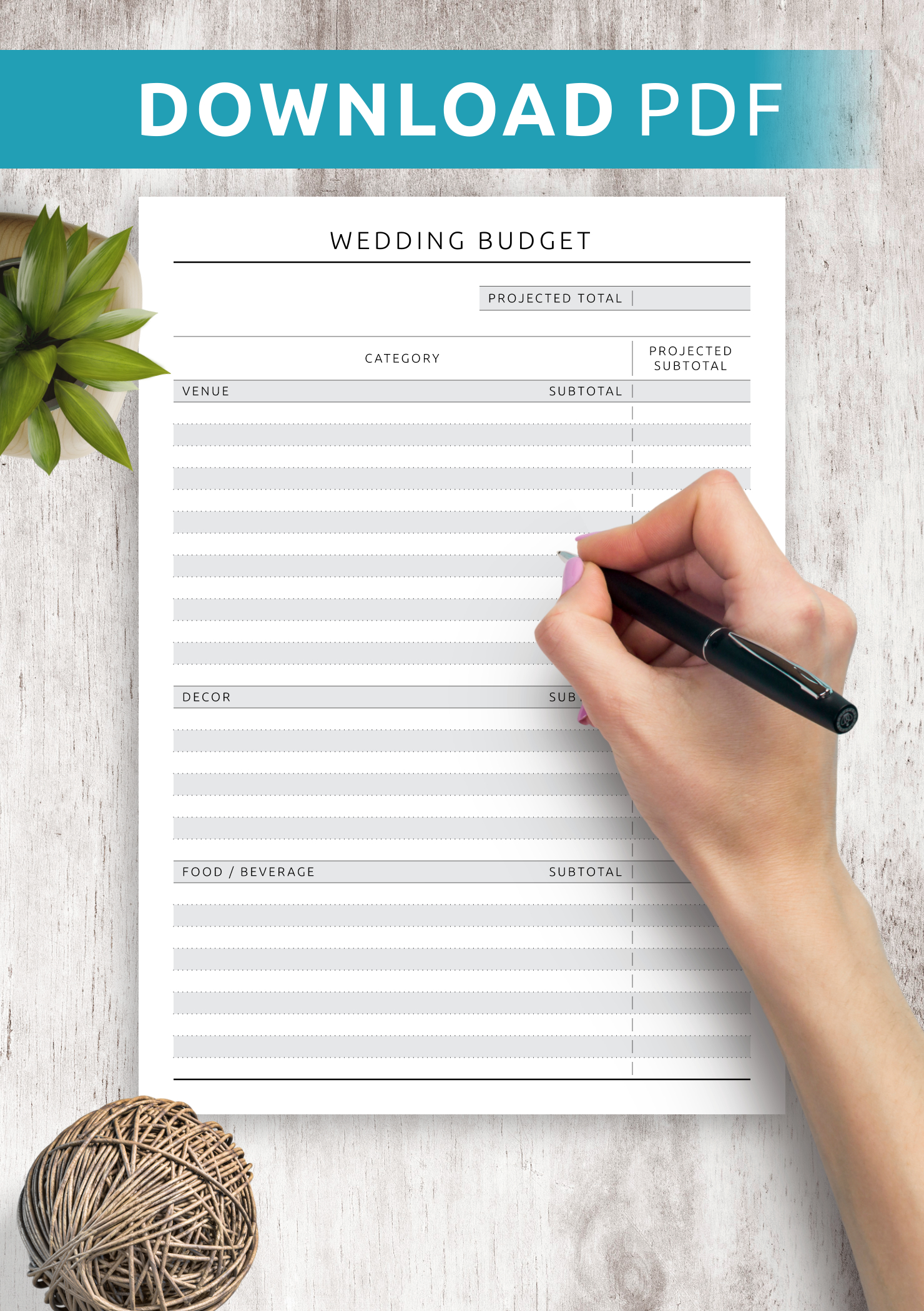 Download Printable Wedding Budget Template - Original Pdf pertaining to Wedding Budget Worksheet Printable