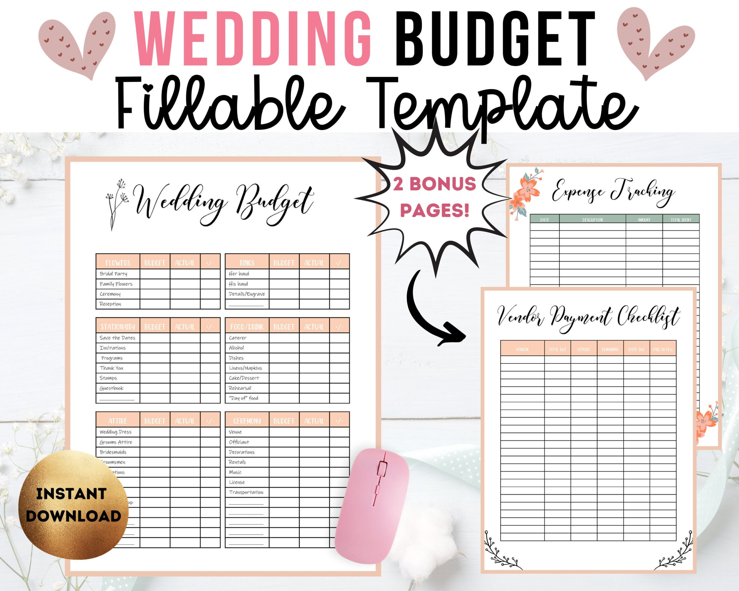 Editable Pdf Wedding Budget Planner | Wedding Planner Printable within Wedding Plan Budget Worksheet