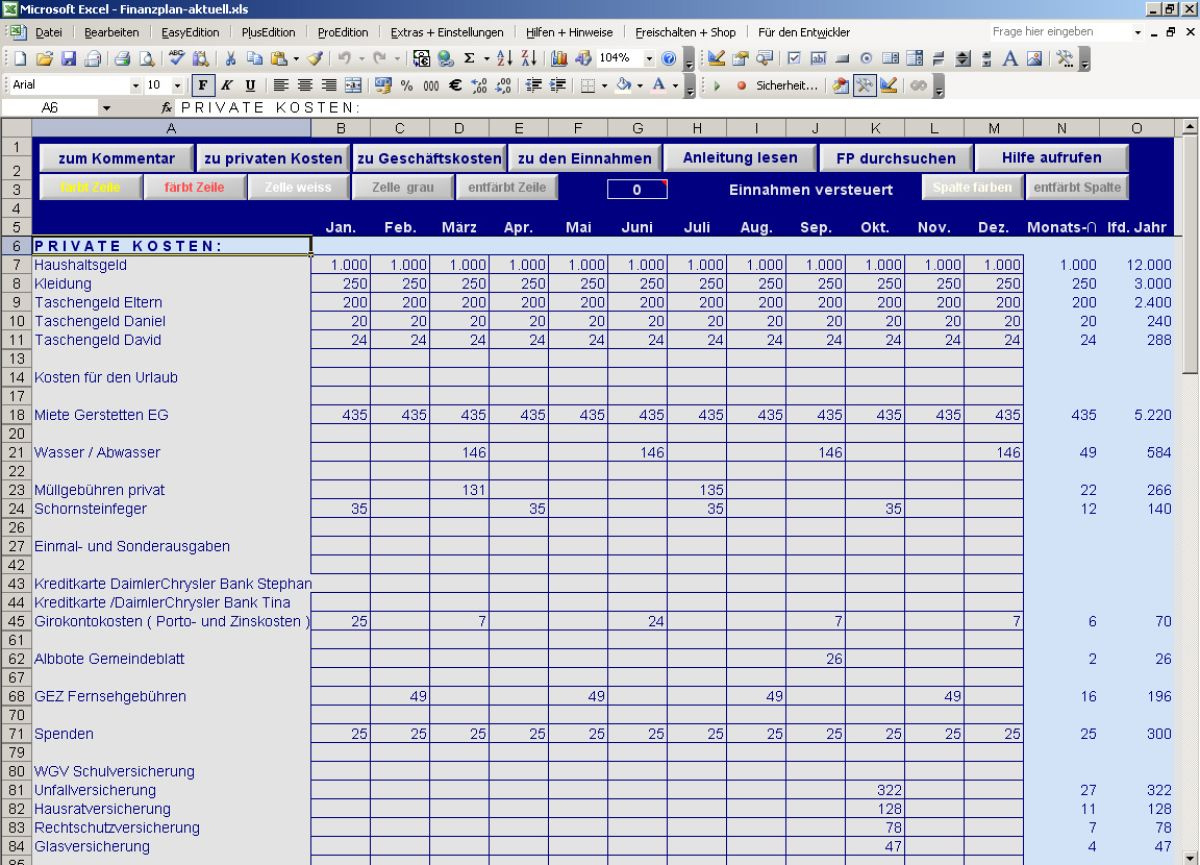 Einnahmen Und Ausgaben: Finanzplan In Excel in 02.06 Budget Worksheet