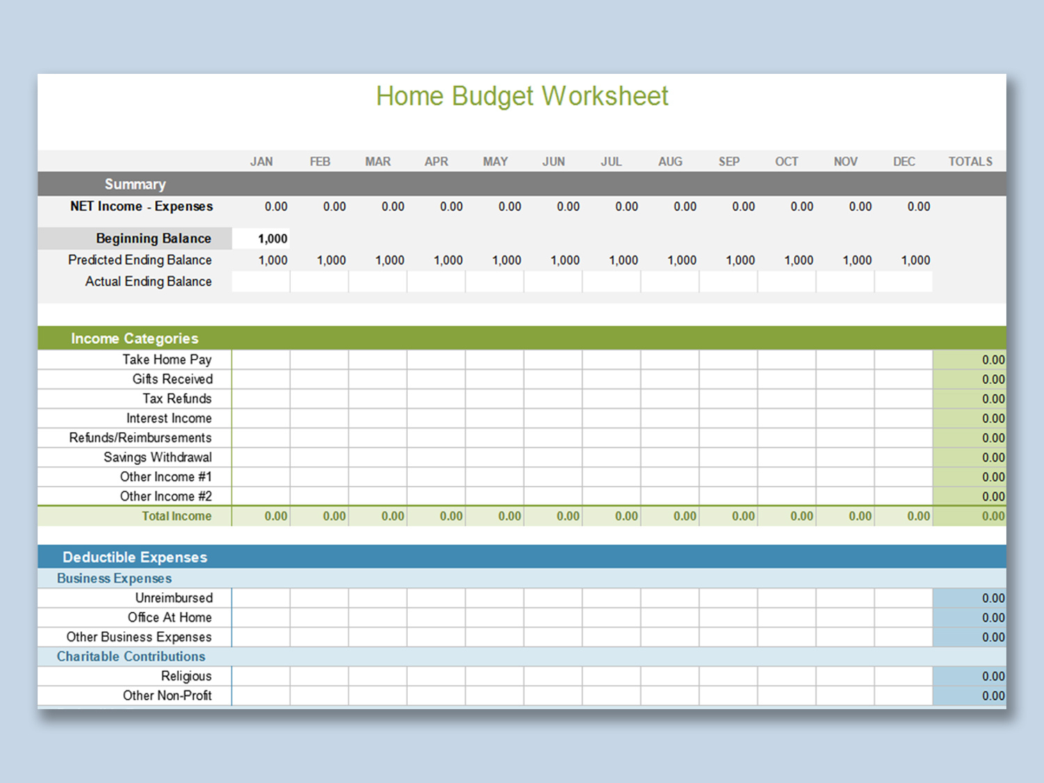 Excel Of Home Budget Worksheet.xlsx | Wps Free Templates throughout Household Budget Worksheet