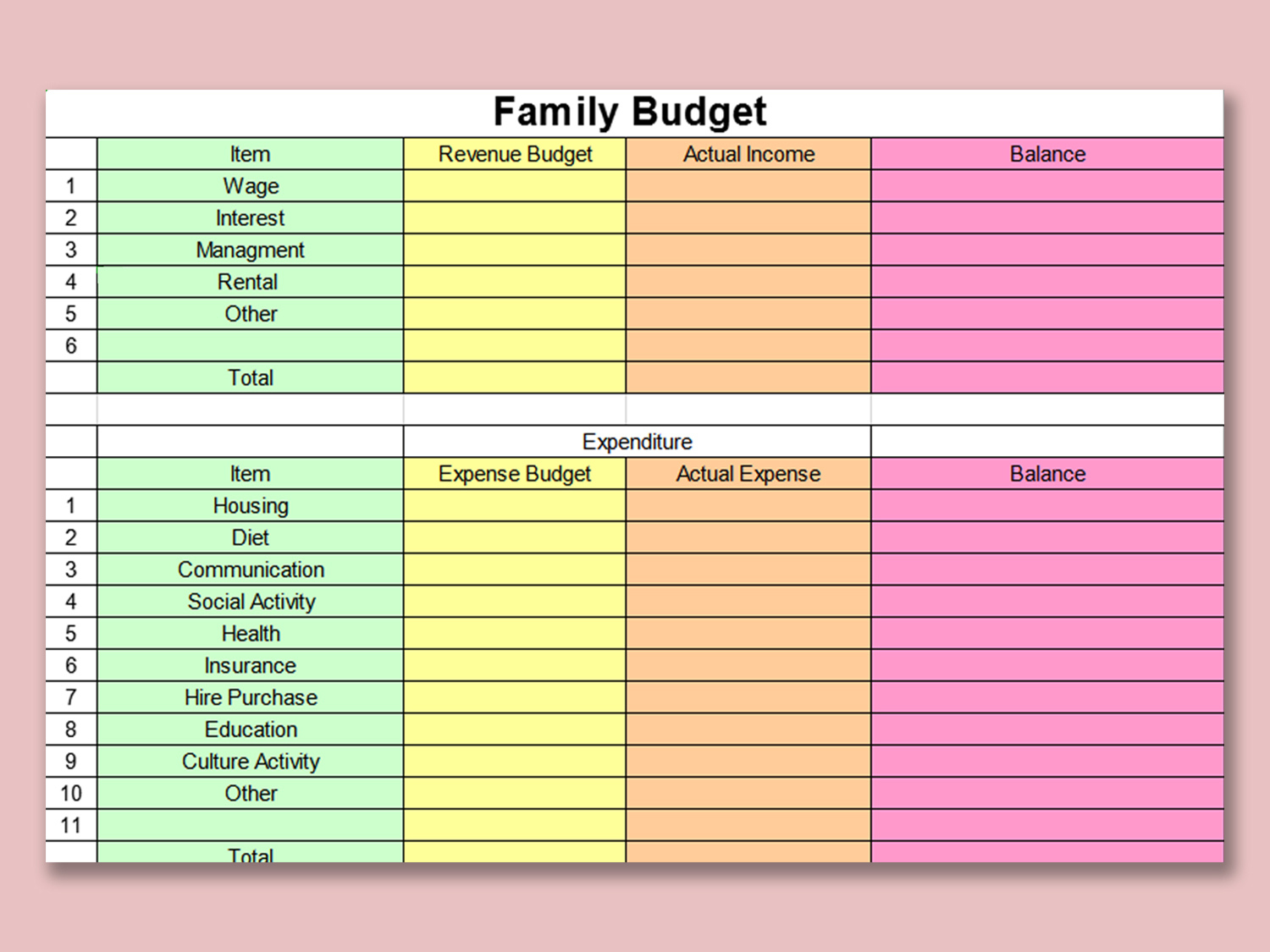 Excel Of Simple Family Budget.xls | Wps Free Templates within Simple Household Budget Worksheet
