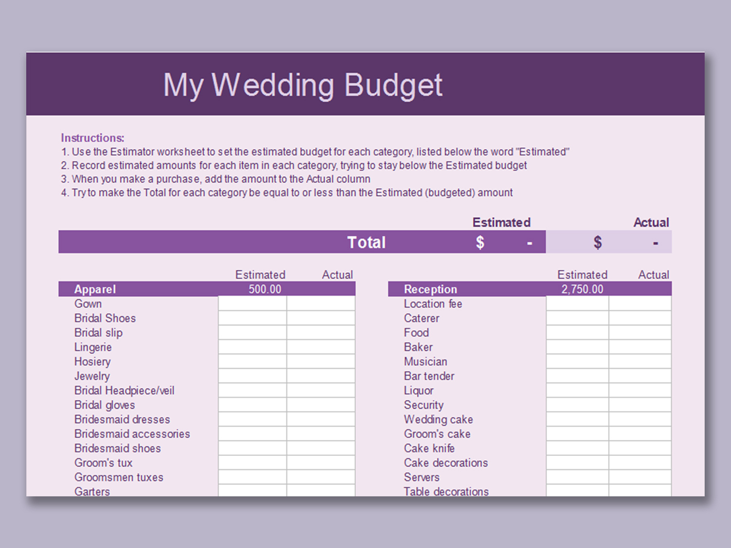Excel Of Wedding Budget.xlsx | Wps Free Templates regarding Destination Wedding Budget Worksheet