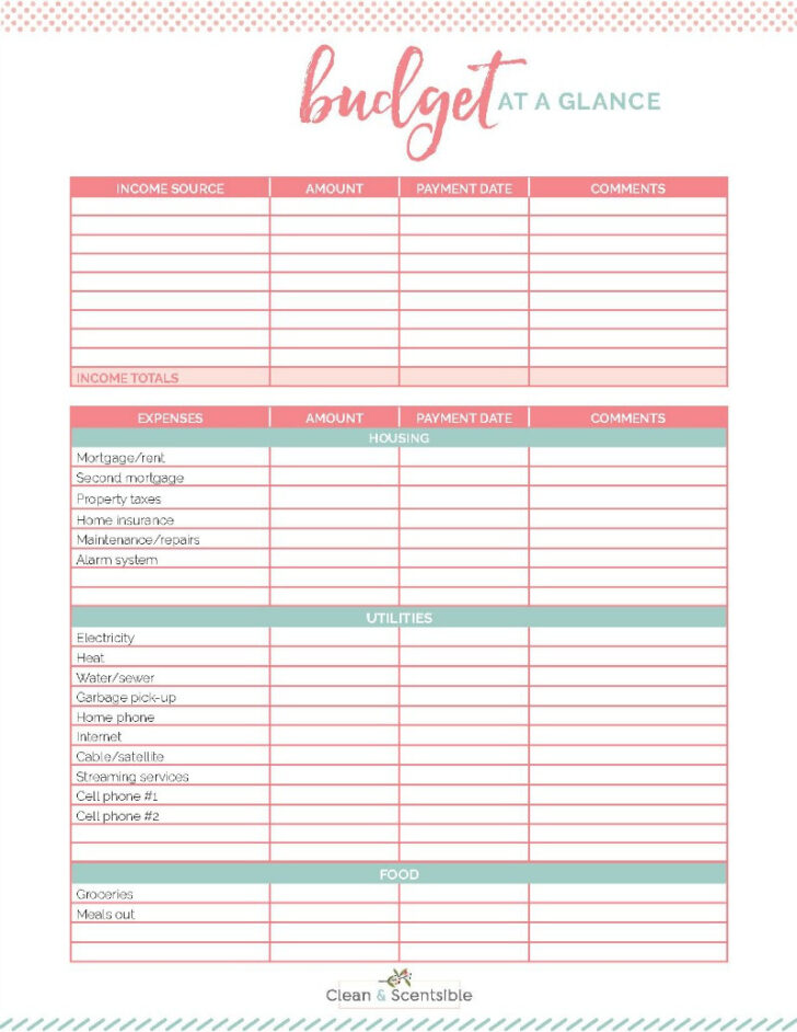 Free Weekly Budget Worksheet Printable
