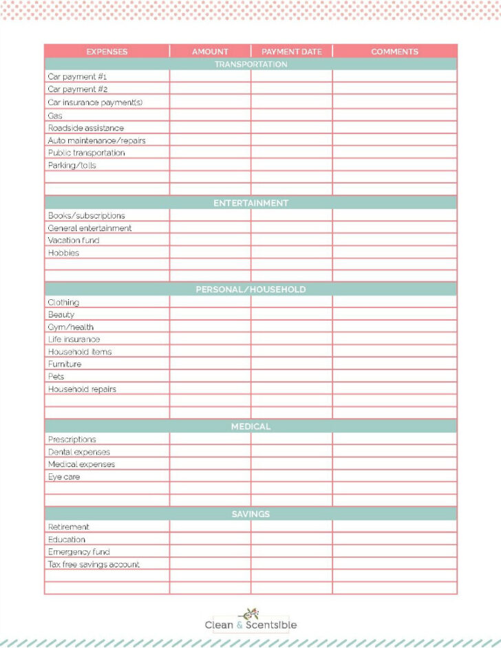 Printable Household Budget Worksheet Printable Household Budget Worksheet