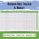 Family Reunion Dues And Budget Tracker|Payment Tracker|Reunion With Family Reunion Budget Worksheet