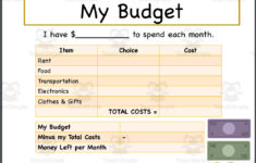 Financial Literacy: My Budget Project For Elementary (Gr 3-6) throughout Budgeting Worksheets For 4Th Grade