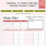 Fixed Expenses   Etsy For Budget Fixed And Variable Expenses Worksheet Answers