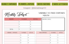 Fixed Expenses - Etsy for Budget Fixed and Variable Expenses Worksheet Answers
