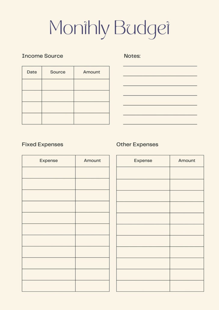 Monthly Budget Worksheet Download