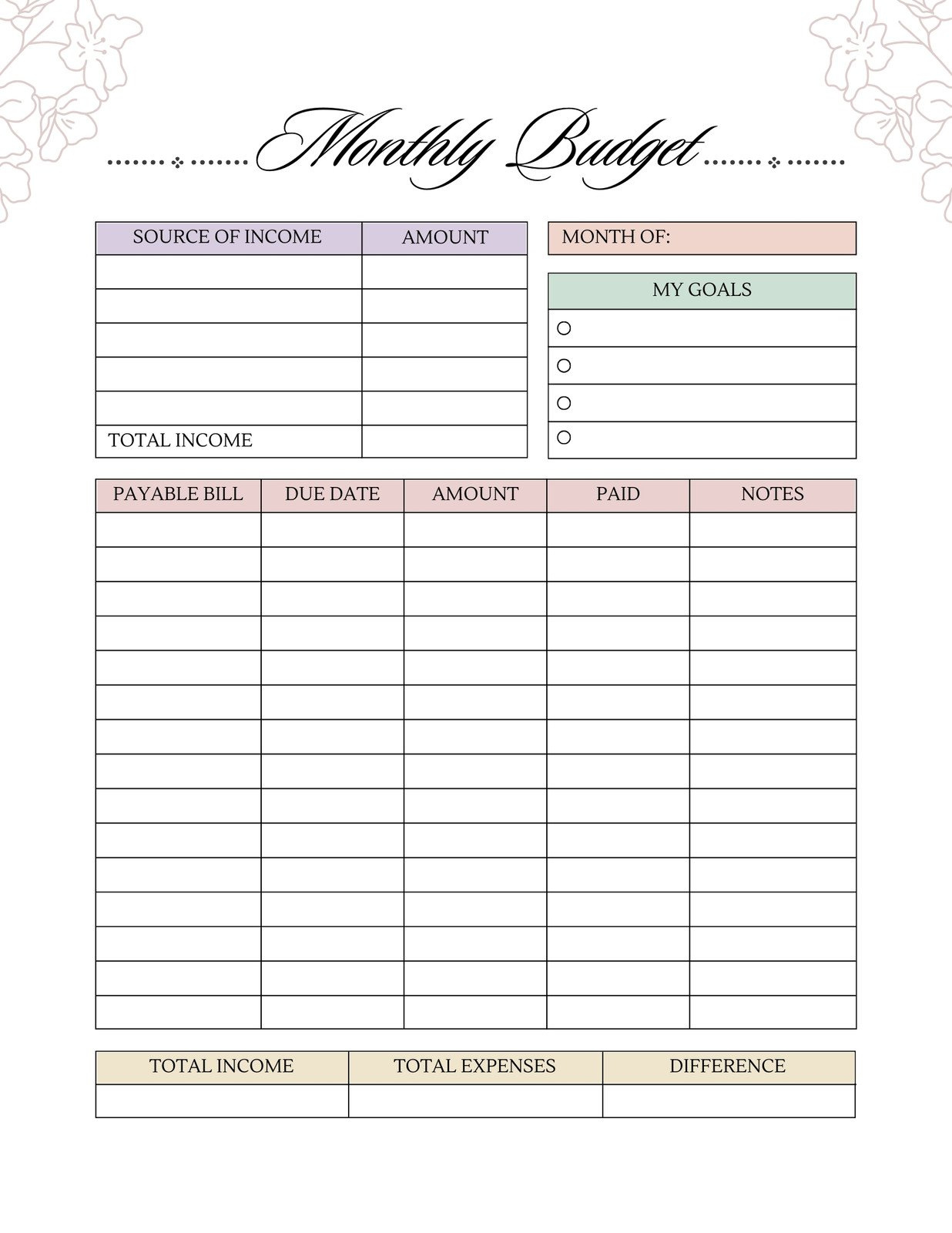 Free And Customizable Budget Templates regarding Simple Beginner Budget Worksheet Printable