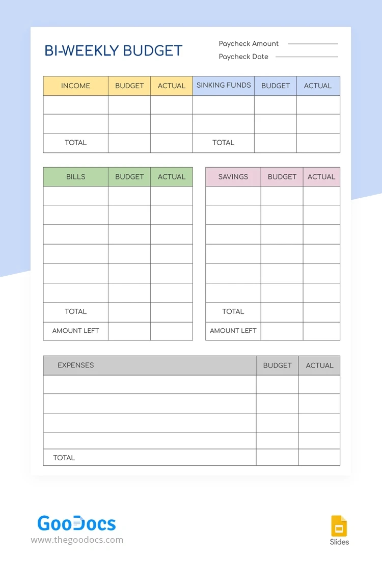 Free Biweekly Minimalistic Budget Template In Google Slides And throughout Free Biweekly Budget Worksheet