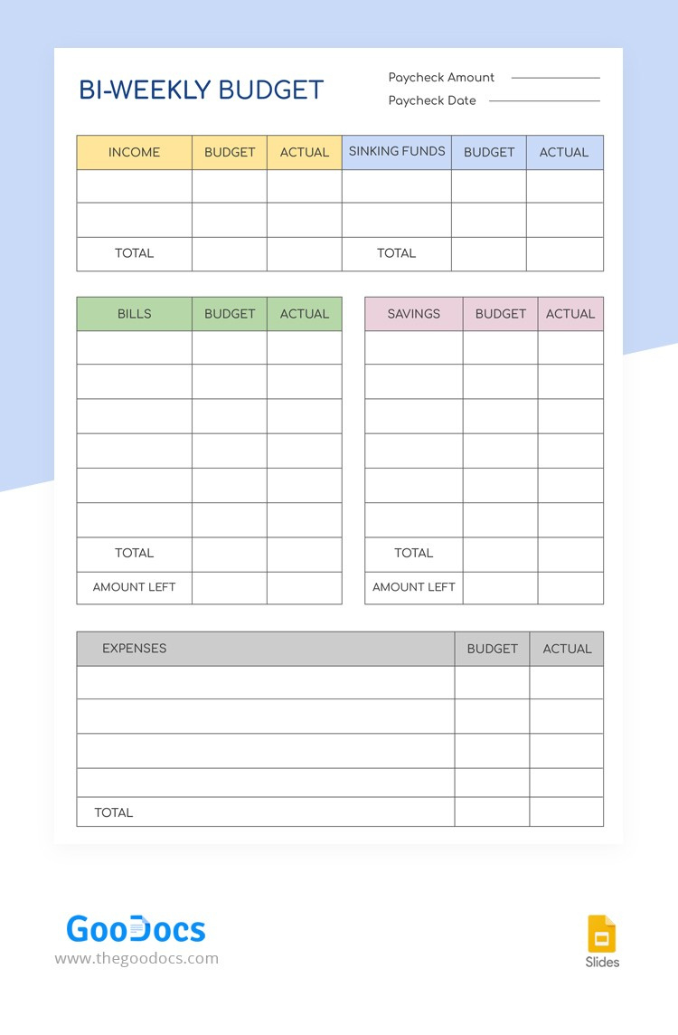 Free Biweekly Minimalistic Budget Template In Google Slides And with Semi Monthly Budget Worksheet