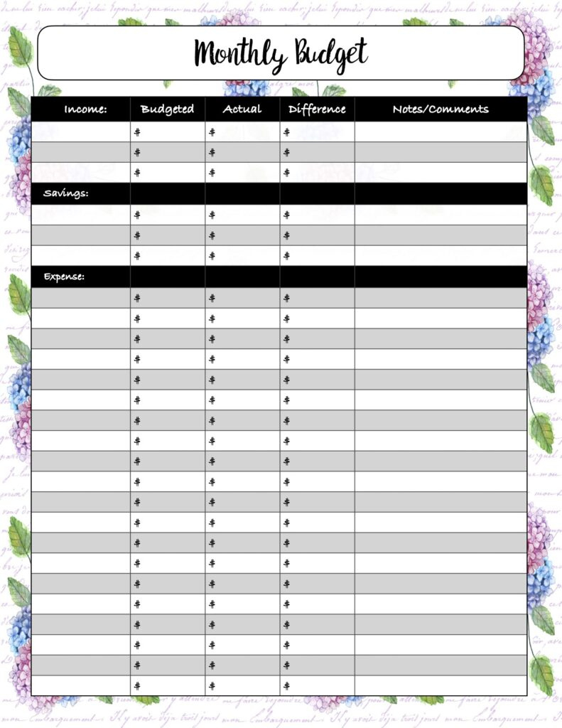 Free Budgeting Printables: Expenses, Goals, &amp;amp; Monthly Budget regarding Printable Budget And Expense Tracking Worksheet