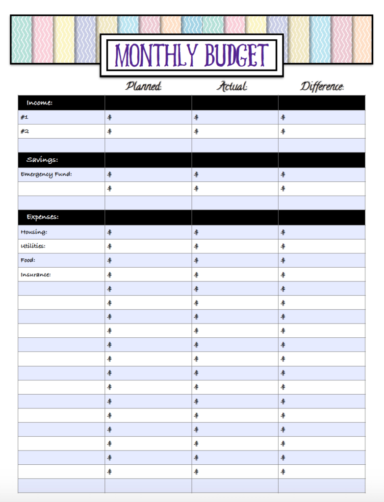 Free Budgeting Printables: Expenses, Goals, &amp;amp; Monthly Budget regarding Printable Budget and Expense Tracking Worksheet